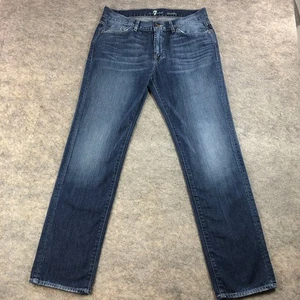 7 For All Mankind Men's 34x32 Slimmy Slim Fit Blue Jeans - Picture 1 of 13
