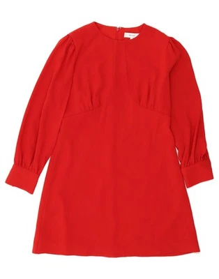 Vestido básico de mujer REISS manga larga Reino Unido 12 medio rojo acetato AW14 Foto 1 de 3