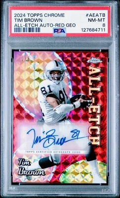 2024 TOPPS CROMO TIM MARRÓN TODO GRABADO AUTOMÁTICO-ROJO GEO REF #AEATB #2/5 PSA 8 POP 1 Foto 1 de 4