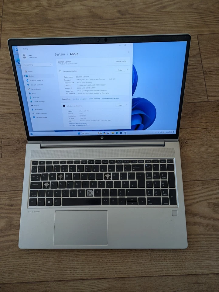HP Probook 455 G8 Ryzen 5 5600U 2.3GHz 16GB RAM 256GB SSD 15.6" FHD Laptop 594 - Image 1 of 4