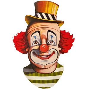Vintage Beistle 1985 gestanzt Zirkus Clown doppelseitig glänzend matt 17" hoch - Bild 1 von 3