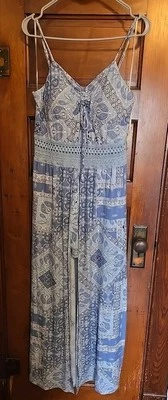 Maxi Mameluco Junior Azul Claro con Patrón Paisley Talla Lg Nuevo con Etiquetas Material Suave Foto 1 de 4