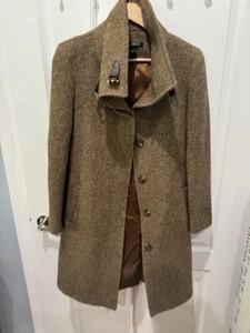 Ralph Lauren Buckle-Collar Pea Coat in Herringbone Tweed Size 06 - Picture 1 of 3
