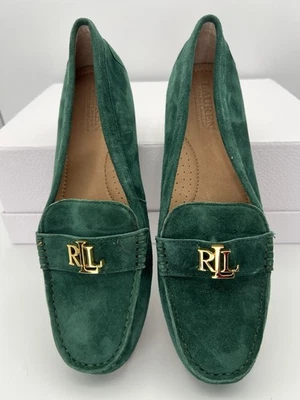 Lauren Ralph Lauren Barnsbury Women's Emerald Suede Driving Loafer US 6 - New - Image 1 of 4