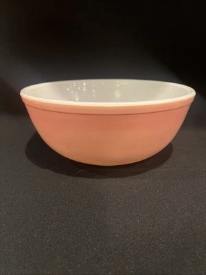 Vintage Pyrex Flamingo Pink White Glass NESTING MIXING BOWL #404 10” US MCM Read - Image 1 of 4