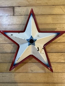 Vintage GloLite Christmas Tree Top Star Red White Blue Metal No Cord 7” - Picture 1 of 8