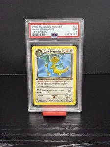 Pokemon Dark Dragonite 22/82 Team Rocket 1st Edition Vintage PSA 7 - Picture 1 of 2