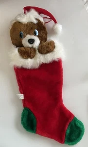 Peluche vintage orsacchiotto calza natalizia cappello Babbo Natale 20" chiusura ad anello con gancio - Foto 1 di 5