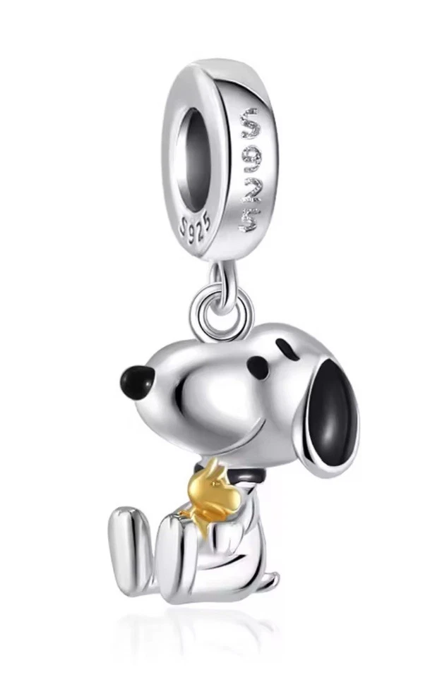 S925 Silver Snoopy Snake Bracelet Charm Bead Girl Gift Peanuts Charlie Brown 1 - Image 1 of 1