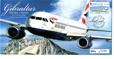 Gibraltar 2006 GB Airways tto Madrid Flight FDC First Day Cover Aircraft - Image 1 of 2