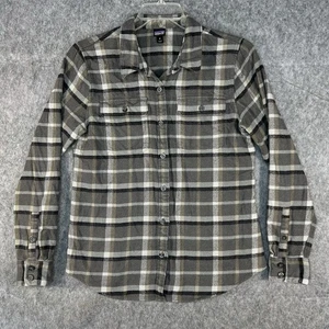 Patagonia Langarm Flanellhemd Bio Baumwolle Damen M grau kariert - Bild 1 von 11