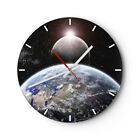 Horloge Murale En Verre 30X30cm Apocalypse M?T?Orite ?Toiles Plan?Te Wall Clock