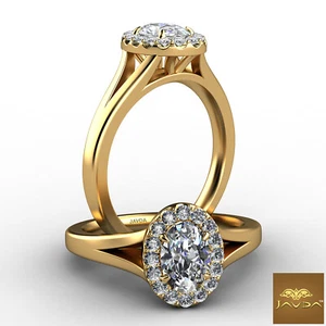 Halo Split Shank Oval Diamond Engagement French Pave Set Ring GIA D VVS1 0.70Ct - Picture 1 of 12
