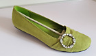 Solada Moda Ladies Green Suede Shoes New With Box Size UK3 Jewel Detail Low Heel
