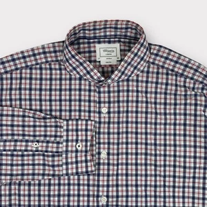 $115 TM Camisa Lewin London Para Hombres 17-36 Azul Rojo Cuadros Calce Ajustado Cuello Cortado - Imagen 1 de 10