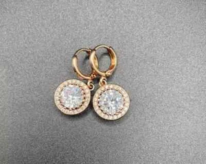 Rose Gold Finish created diamond round cut droplet earrings COMES IN A BOX - Picture 1 of 4