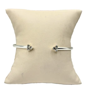Silver-Plated Open Cuff Bracelet With Dual Crystal Arrowhead Accents - Picture 1 of 5