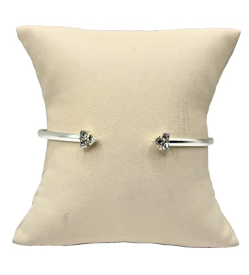 Silver-Plated Open Cuff Bracelet With Dual Crystal Arrowhead Accents - Image 1 of 4