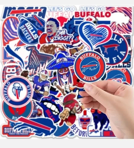 50pcs Buffalo Bills Stickers Suitcase Laptop Water Bottle Waterproof Stickers Cover