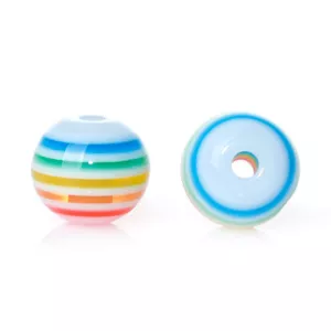 LOT de 60 PERLES acryliques rayées ARC en CIEL MULTICOLORES PASTEL 8mm bracelet - Imagen 1 de 2