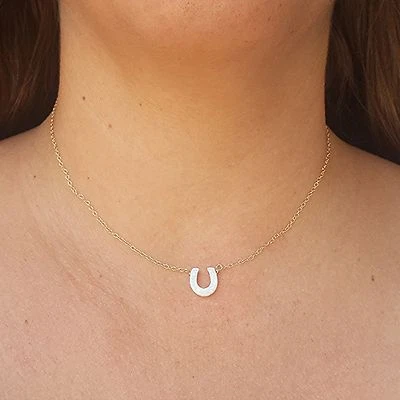 Opal Horseshoe Necklace luck necklace Jewelry Horseshoe Charm OPAL New Women  - Image 1 of 3