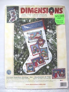 Dimensions Cross Stitch Kit SNOWMEN SNAPSHOTS STOCKING #8669 Sealed 16” Long - Picture 1 of 5