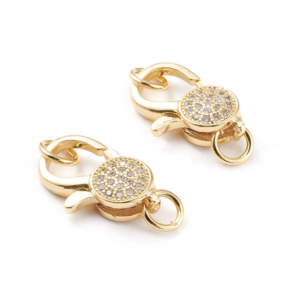 5x Cierre de garra de langosta de circonita cúbica transparente micro pavé de latón con anillos de salto 16 mm Foto 1 de 1