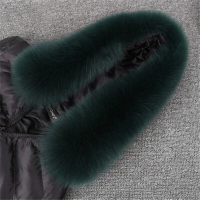 100% Real Fox Fur Collar Genuine Scarves Winter Jackets Hood Trim Warm Shawl - Image 1 of 4
