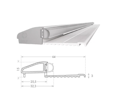 Soglia Antipioggia Drenante in Alluminio Pavimento per Porte e Infissi ULISSE - Immagine 1 di 4