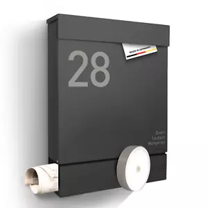 Radius® Designer Briefkasten Edelstahl - Letterman M Anthrazit -Personalisierbar - Bild 1 von 14