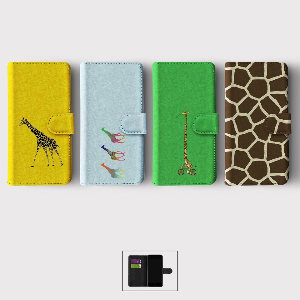 CASE FOR IPHONE 16 16E 15 14 12 SE WALLET FLIP PHONE COVER GIRAFFE WILD AFRICA - Image 1 of 1