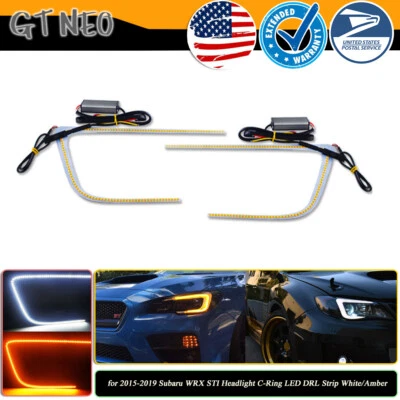 Ajuste para Subaru WRX STI 2015-2019 Faro Anillo en C LED DRL Tira Blanco/Ámbar Foto 1 de 4
