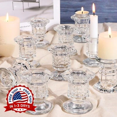 Candelabros cónicos de cristal para bodas centros de mesa 12 piezas de vidrio US Foto 1 de 4