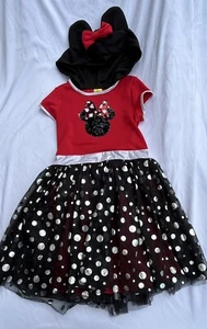 Disney Minnie Mouse Tutu Dress Hooded Red Black Sequin Girls Size Large (10/12) - Picture 1 of 7