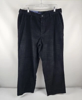 Pantalones planos Croft & Barrow para hombre 38x29 negros clásicos pana frente plano nuevos con etiquetas Foto 1 de 4