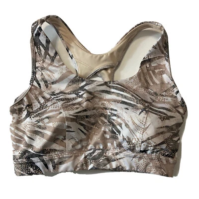 Sujetador deportivo Tek Gear Workout Gear para mujer talla mediana bronceado color crema espalda abierta Foto 1 de 4