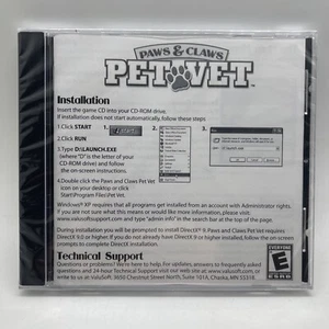 Paws and Claws: Pet Vet/ clinic (CD-ROM, 2006, WIN 98/ME/XP, Valusoft) Sealed - Picture 1 of 3