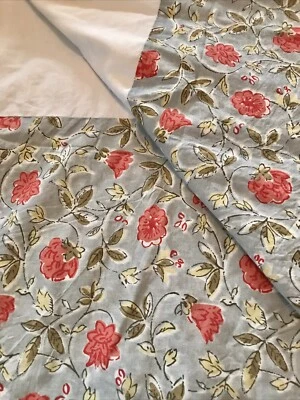 Laura Ashley Green Blue Orange Floral Charlotte Confetti Twin Bedskirt 13.5”drop - Image 1 of 4