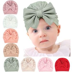 Soft Big Bow Hats Cotton Polyester Toddler Turban  Baby Girls Boys