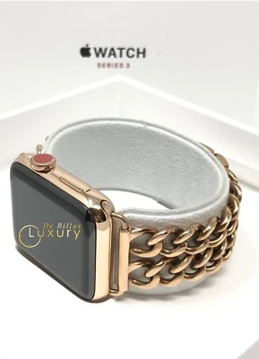 24K Rose Gold Plated 42MM Apple Watch SERIES 3 Rose Gold Links GPS+CELLULAR - Image 1 of 4