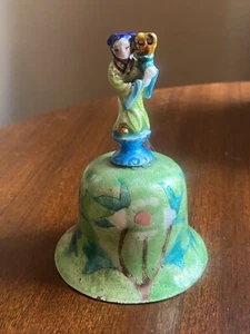 Chinese Immortal Deity Bell Enameled Cloisonne Copper Asian Silver Antique B - Picture 1 of 5