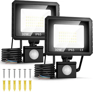 2Pcs Security Lights Motion Sensor, 30W PIR Security Light 3000LM LED Outdoor - Picture 1 of 12