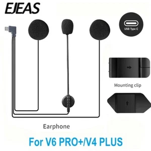 Helmet Headset with Mic Type-C for EJEAS V6 PRO+ V4PLUS Speaker Clip Base - Foto 1 di 6