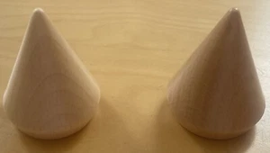 2 konische Endstücke -  Abschlußstücke für Gardinenstange - helles Holz natur - Bild 1 von 3