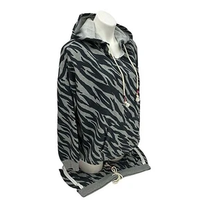 Secret Treasures Pajama Boxer Set Womens Medium Sleep Set Gray Zebra Hooded - Picture 1 of 12