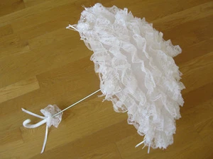WHITE ROSE Gothic Lolita Layer Lace Umbrella Parasol EGL Punk Wedding Cosplay - Picture 1 of 1