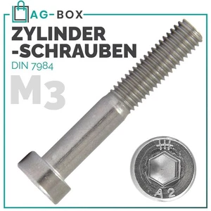 Zylinderschrauben M3 mit Niedrigem Kopf DIN 7984 Edelstahl A2 Innensechskant - Bild 1 von 9