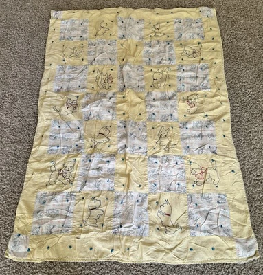 Manta de recepción de bebé pintada a mano vintage años 40 50 hecha a mano perro gatito Foto 1 de 4