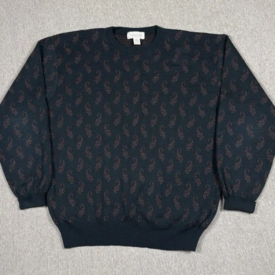 Vintage Tricots St Raphael Wool Sweater Mens Large Paisley Abstract Knit Uruguay - Image 1 of 4
