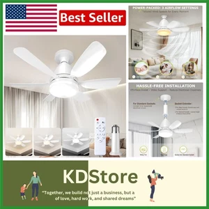 VersaLite Socket Fan Light – Remote-Controlled Dimmable LED Ceiling Fan for V... - Picture 1 of 9